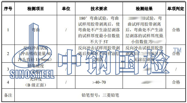 彩鋼瓦檢測項(xiàng)目結(jié)果