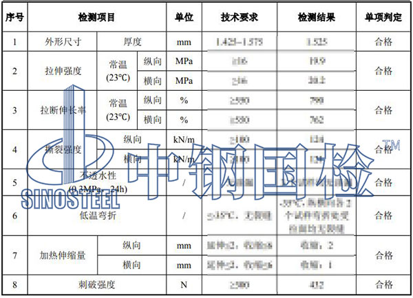 eva防水板檢測(cè)結(jié)果