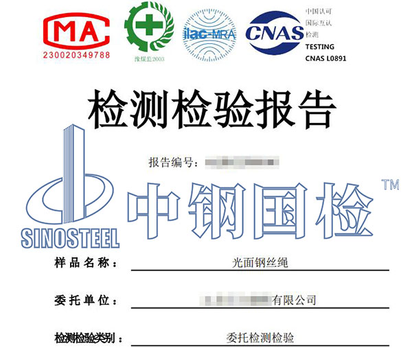 鋼絲繩檢驗報告